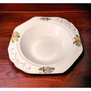 Vintage J Kent Fenton 9 in Marie Floral Ceramic Serving Bowl White Great Britain